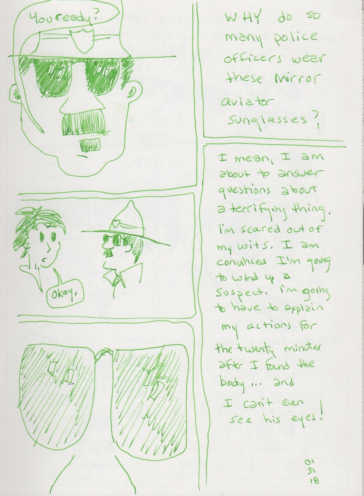 Scribbling With Spirit Aviator Sunglasses, Drafting Comics
