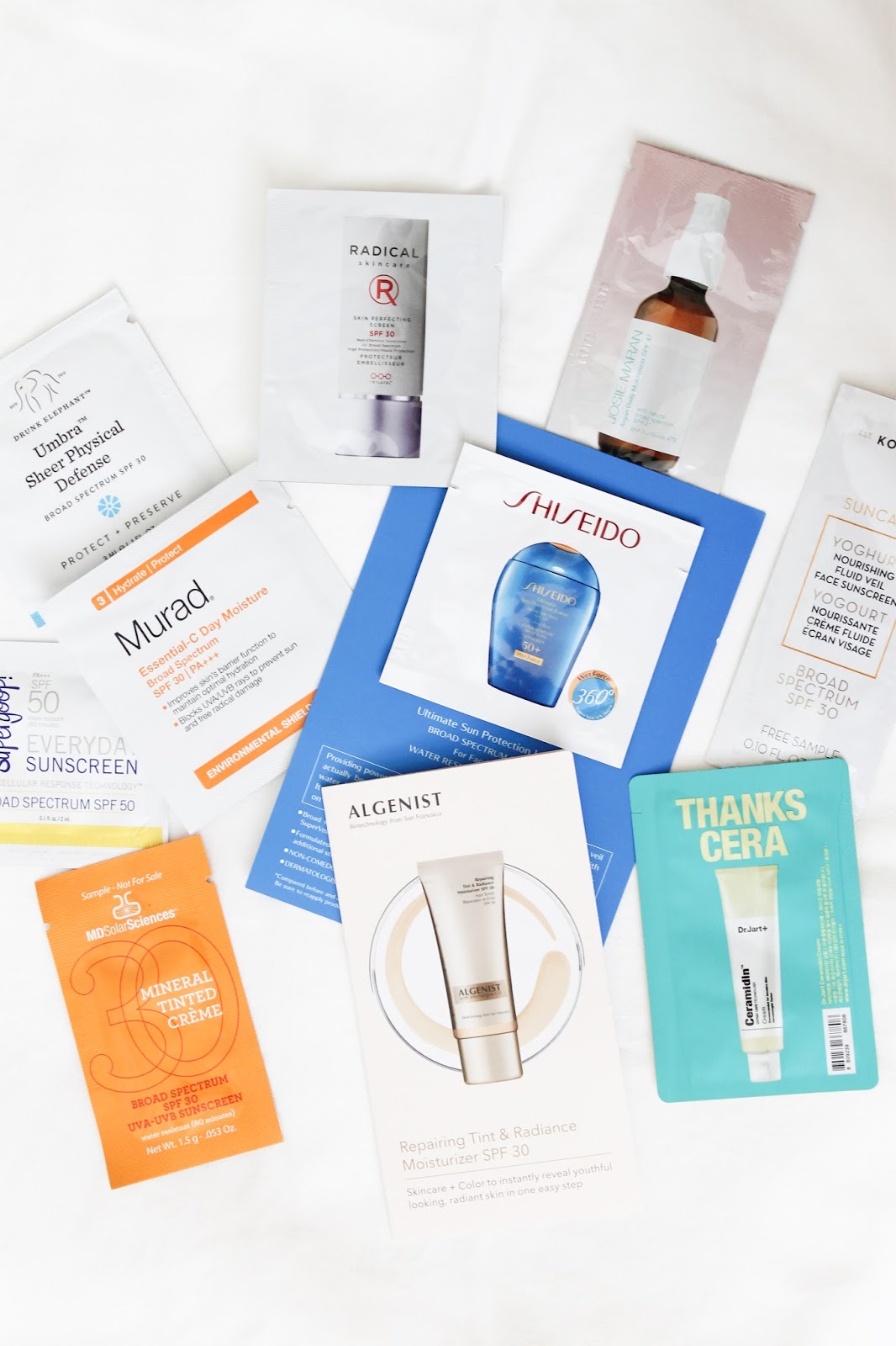Skincare product samples