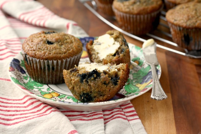 Blueberry Bran Muffins Recipe: Made with healthy ingredients like wheat germ, natural bran and stone ground flour, these blueberry bran muffins are very satisfying. 