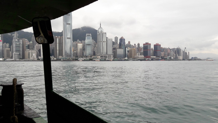 View of Hongkong Skyline on board the ferry