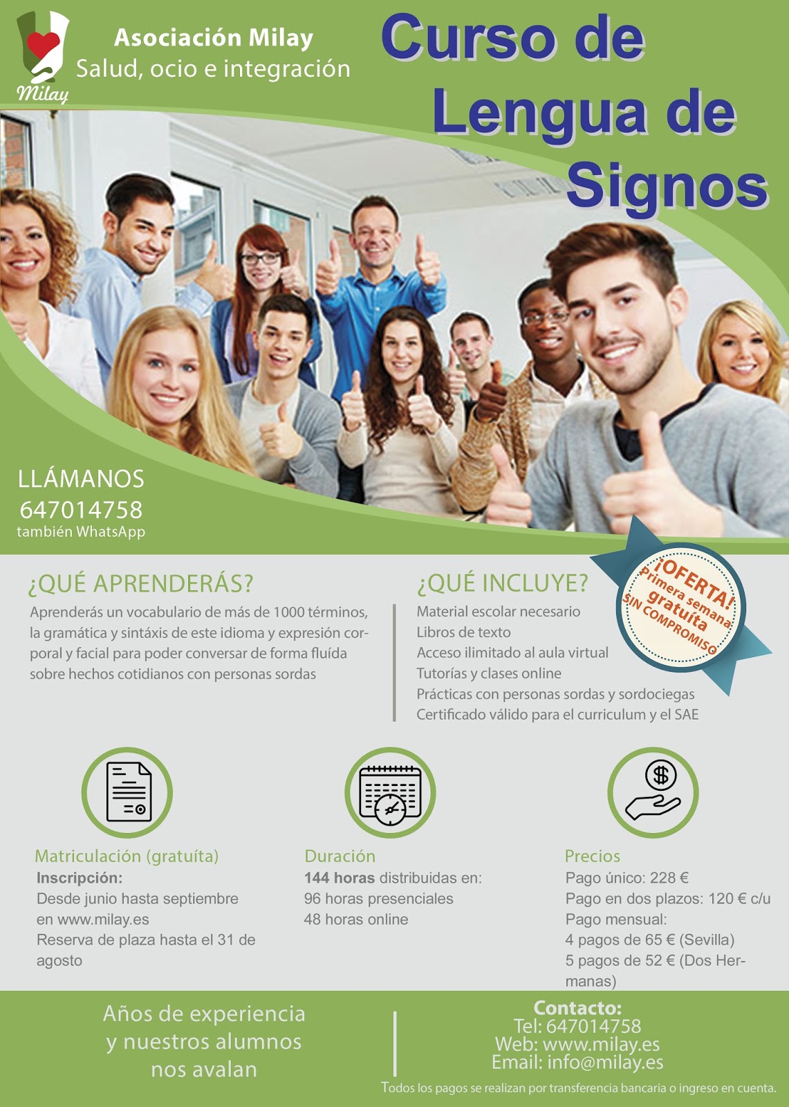 Milay informa Sexta Edición de los Cursos de Lengua de Signos de Milay