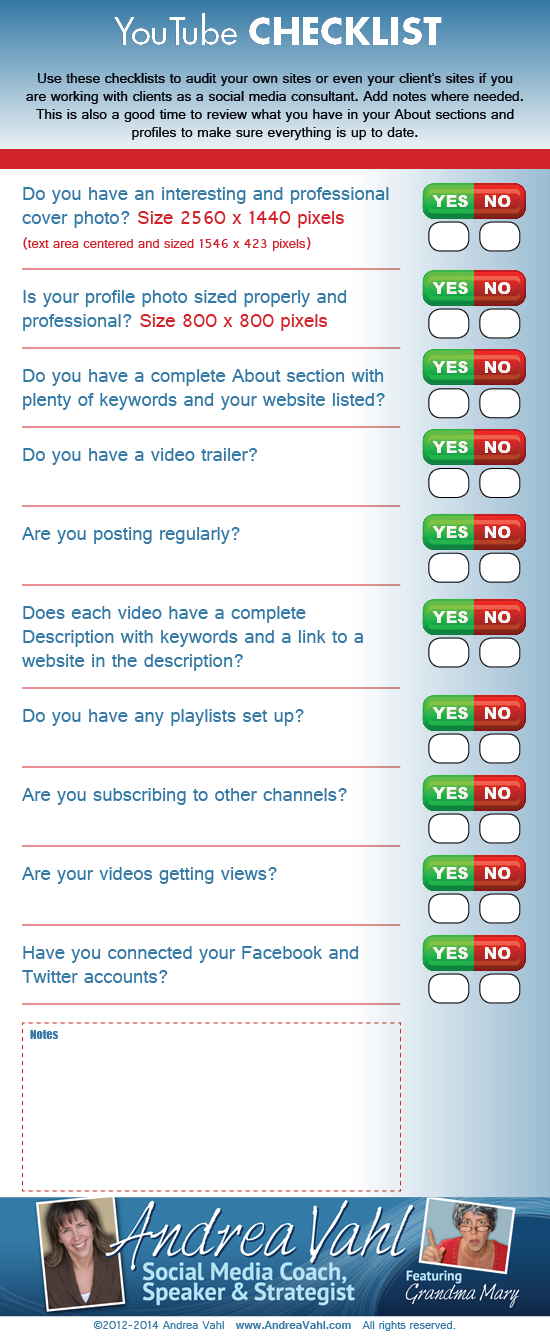 YouTube Checklist for social media managers