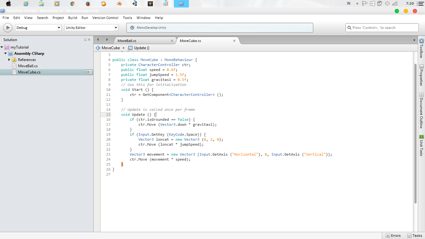 Выделение input. Юнити input.getaxis. скрипт на дроп предмета л2. unity 5 monodevelop.