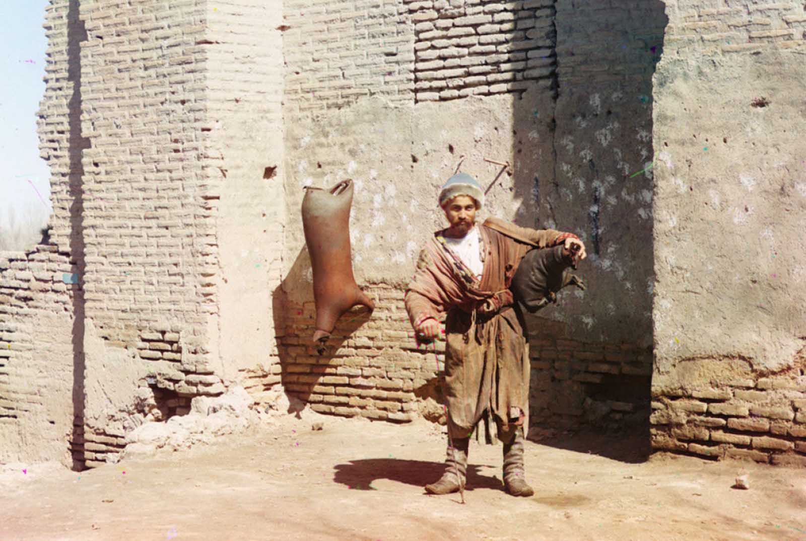 A water-carrier in Samarkand (present-day Uzbekistan), ca. 1910. 