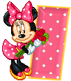 Alfabeto animado de Minnie Mouse con ramo de rosas I. 