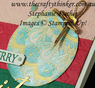 #thecraftythinker  #stampinup  #christmascard  #cardmaking  #rubberstamping  #shimmerpaint , Christmas Card, Xmas card, Beautiful Baubles, Merry Christmas To All, Stampin' Up Australia Demonstrator, Stephanie Fischer, Sydney NSW
