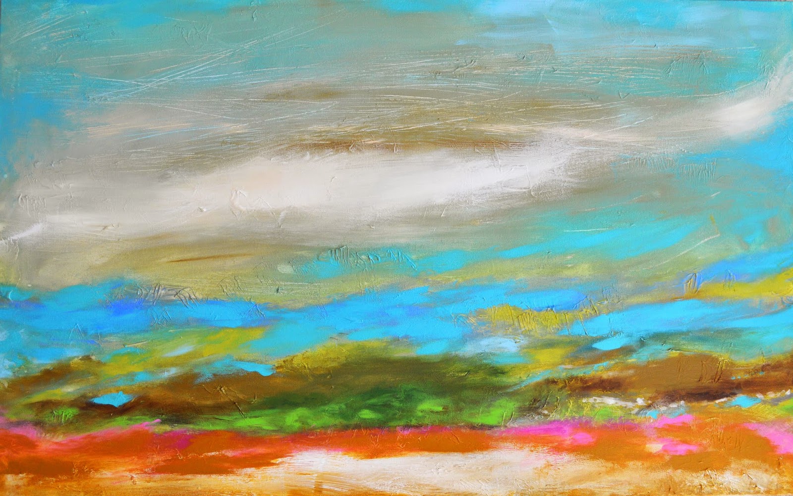 . Abstract Beach Painting 48 x 30 by Karen Fields