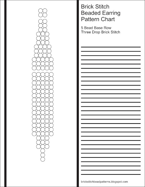 Free printable blank brick stitch beaded earring pattern chart.
