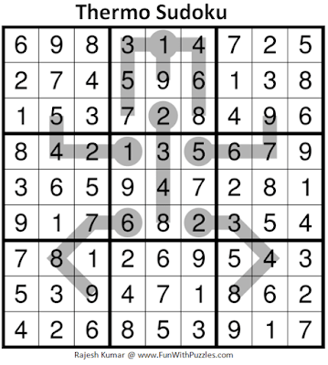 Answer of Thermometer Sudoku Puzzle (Fun With Sudoku #346)