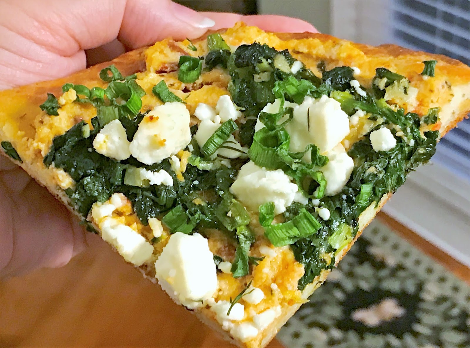 Gourmet Girl Cooks Spinach & Feta Mediterranean Flatbread