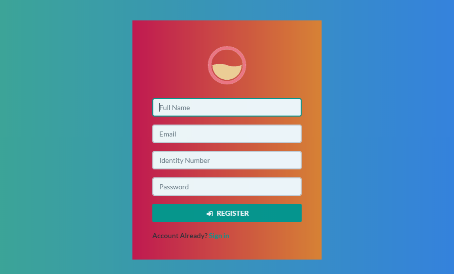Registration form. Login or register.