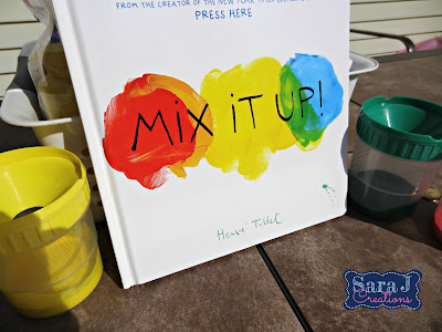 Have you read this book?  I love it for doing color mixing art activities with my toddlers.
