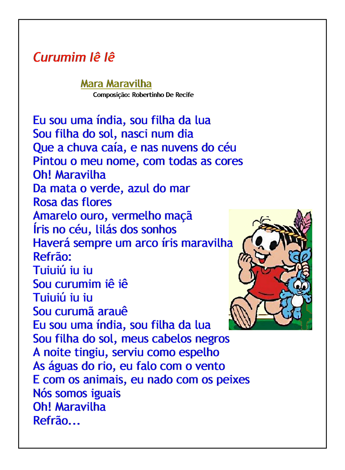 Maravilha - Letra Da Música