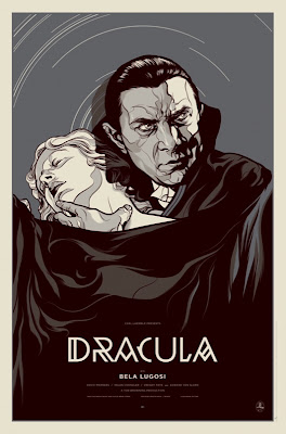 Dracula Screen the Metallic Ink Black and White Variant Print by Martin Ansin