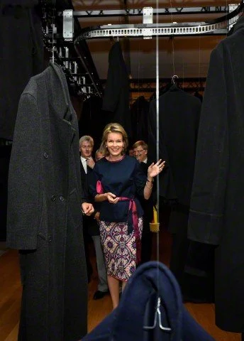 Queen Mathilde of Belgium visited the 'La Salle de Pendus' exhibition at MAC's 