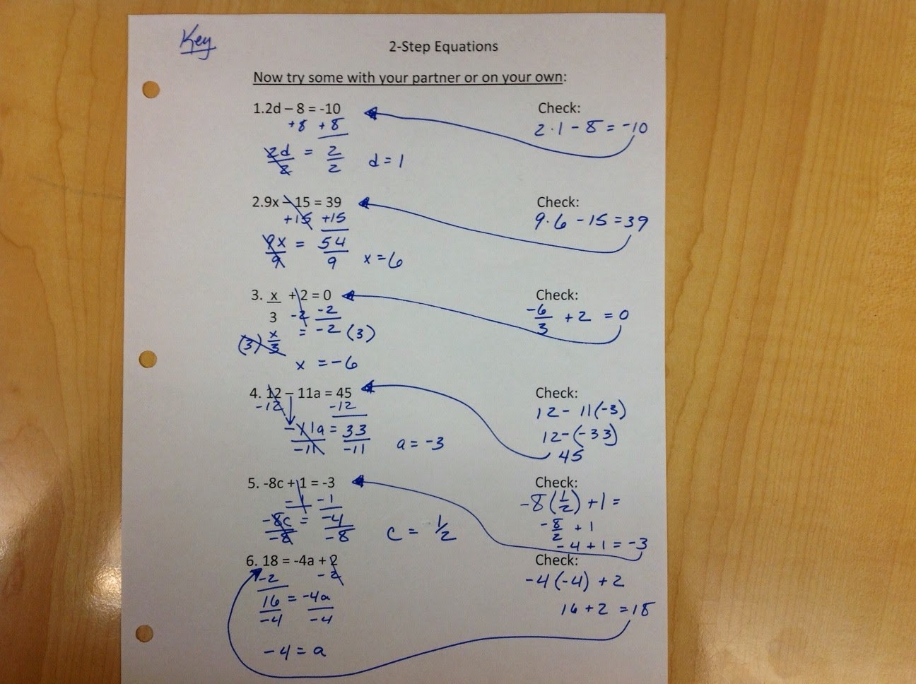 Mrs Warren Math On Team Vista 2 Step Equation HW Answers And Solving 