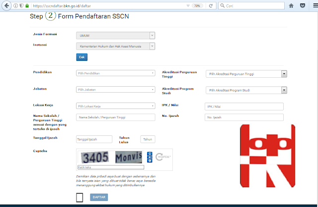 form pendaftaran cpns lamar