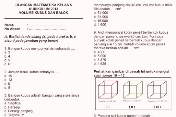 Soal Matematika Kelas 4 K13