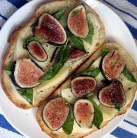 fig mozzarella and basil sandwich