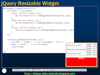Sql server, .net and c# video tutorial: jQuery Resizable Widget