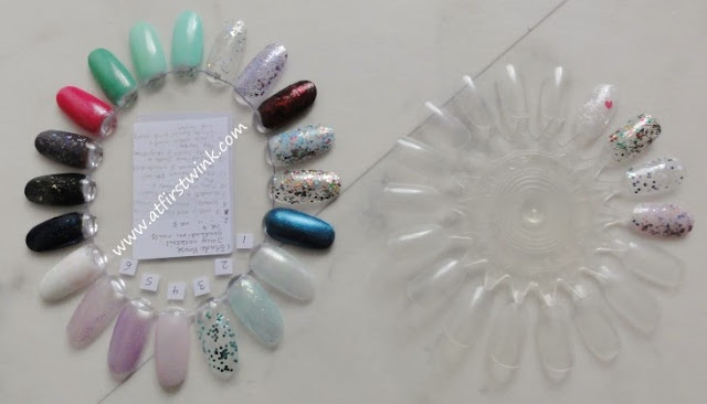 comparison of two nail polish display wheels sold on eBay.