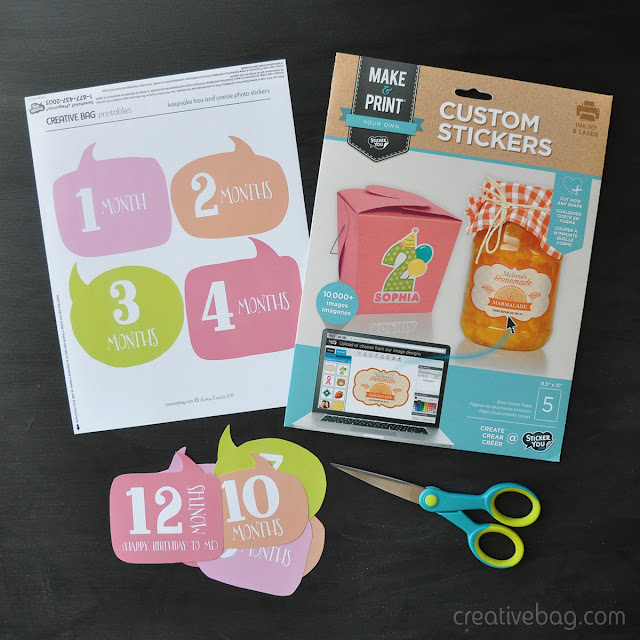 pretty packaging for baby and free downloads for baby's first year photo stickers | Creative Bag