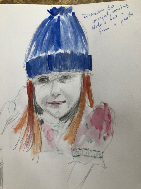 Monday Sketch and a HandKnit Hat
