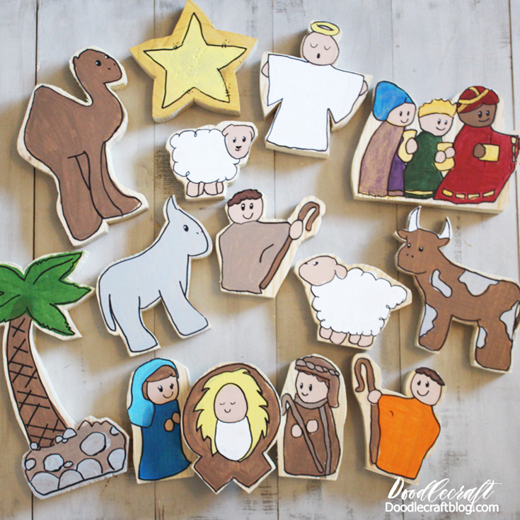 Doodlecraft Perfect Wood Painted Nativity Scene Set for Children!