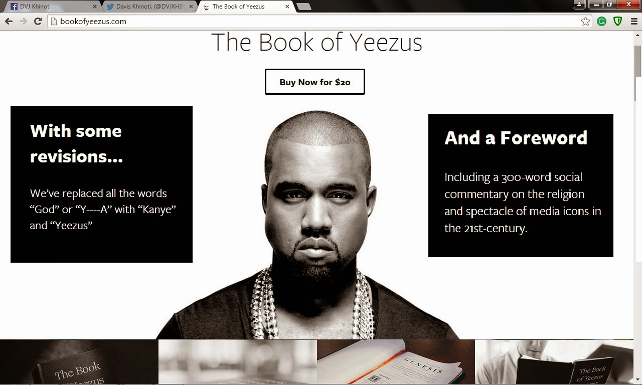 Khinoti's Blog. The Book of Yeezus replaces every mention of God in