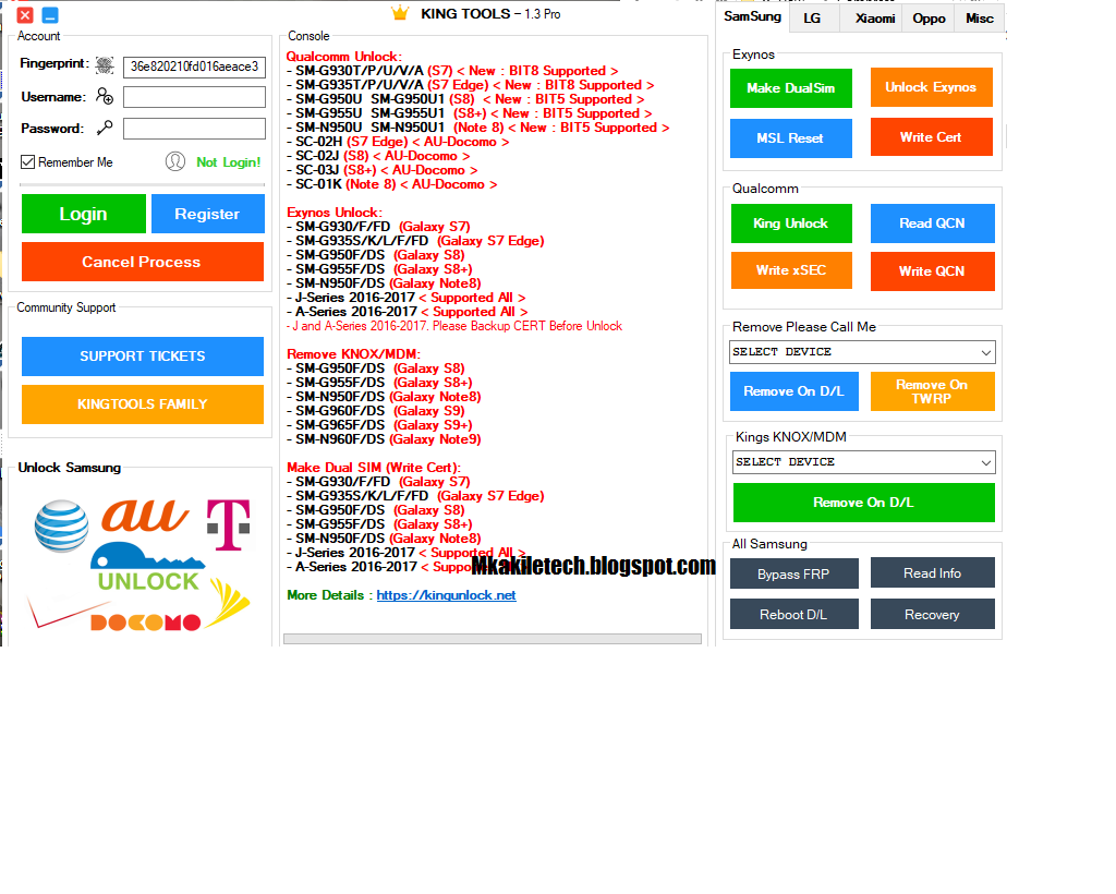 اداه King Tool لفك الشفرات و الانلوك مجانا