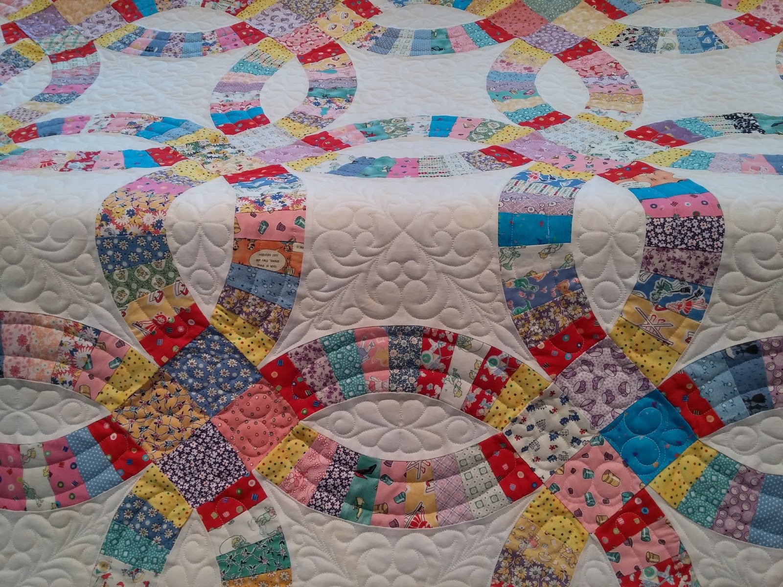 Double Wedding Ring Quilt That I Quilted On My Longarm