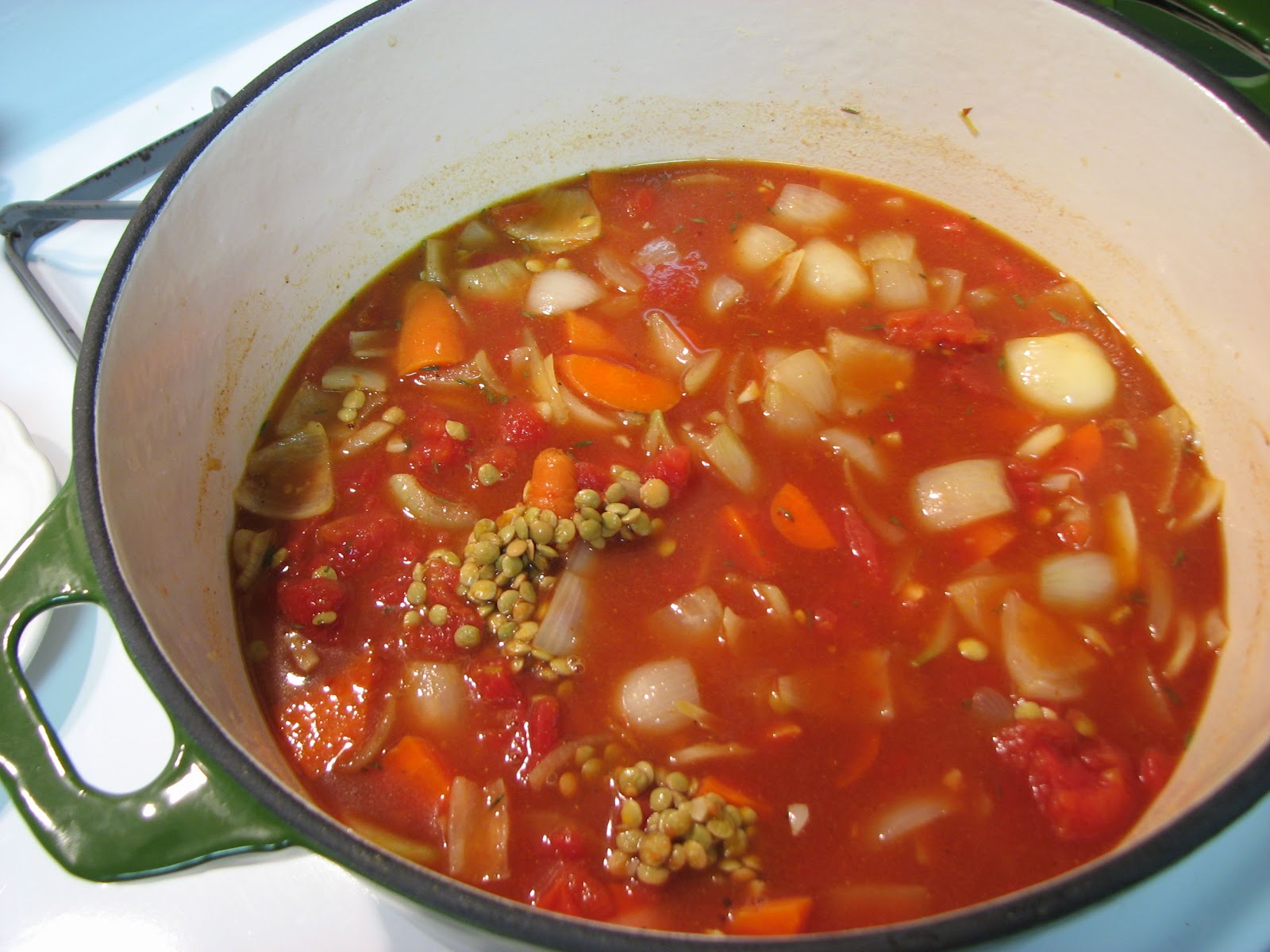 Delectably Mine Stewed Lentils and Tomatoes