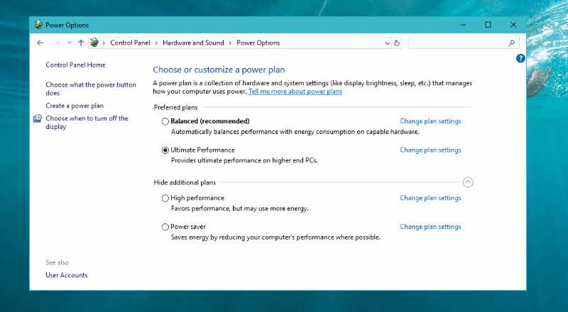 Microsoft's next Windows 10 update will have a new power plan, named 'Ultimate Performance'