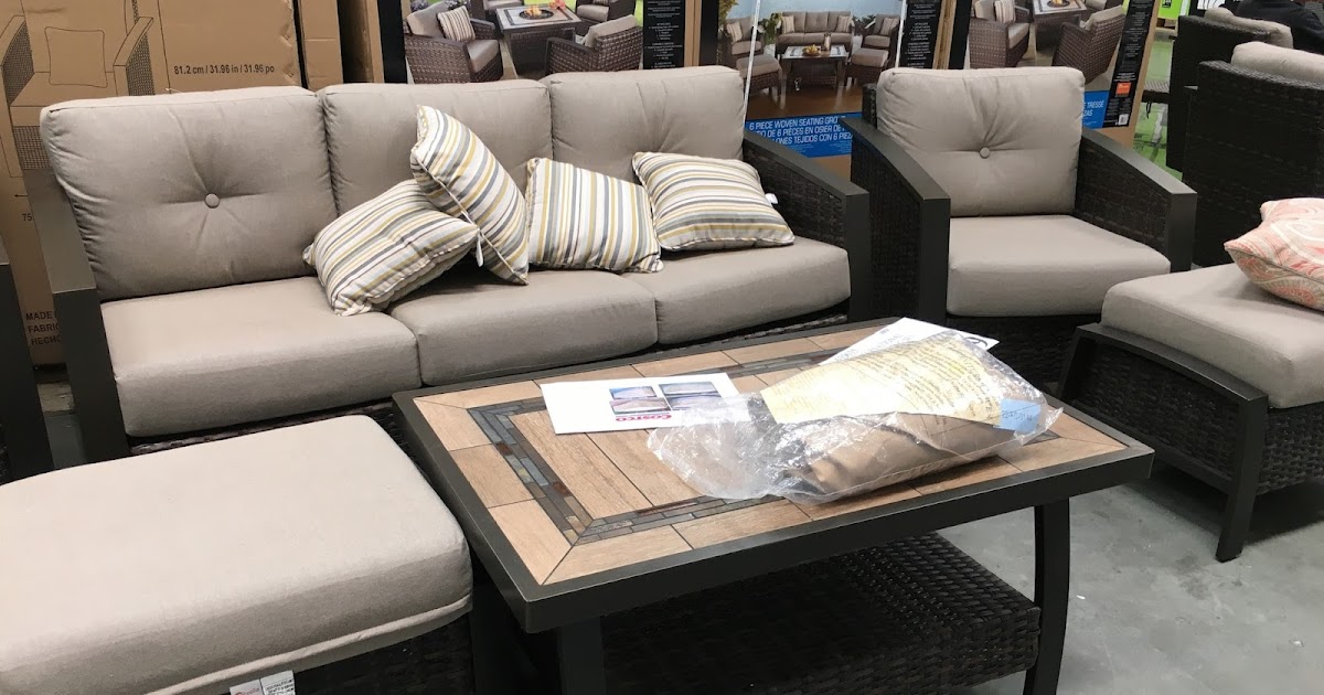 Agio International 6 Piece Woven Deep Seating Group Set Costco Weekender