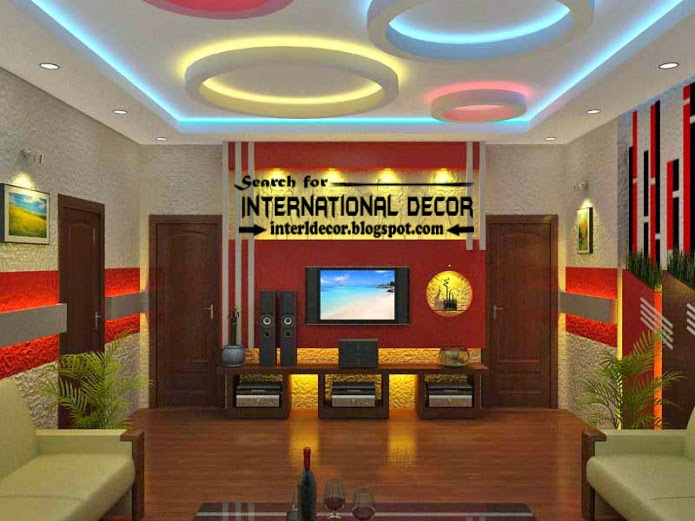 modern suspended ceiling colorful lights for living room ceiling lighting ideas