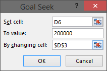 Input Data on Goal Seek