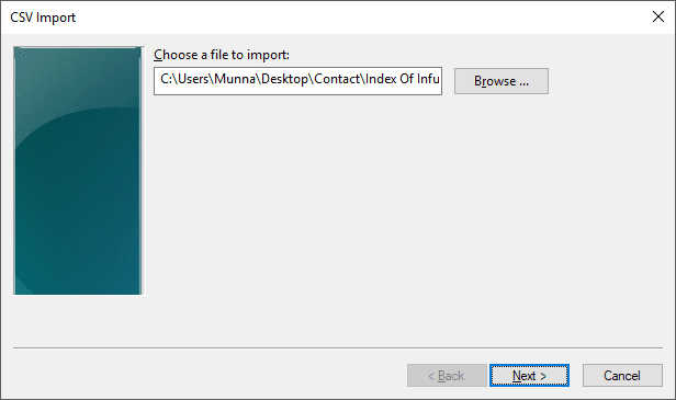 Import CSV to Windows
