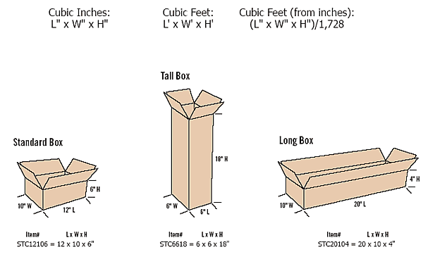 boxes with measurements