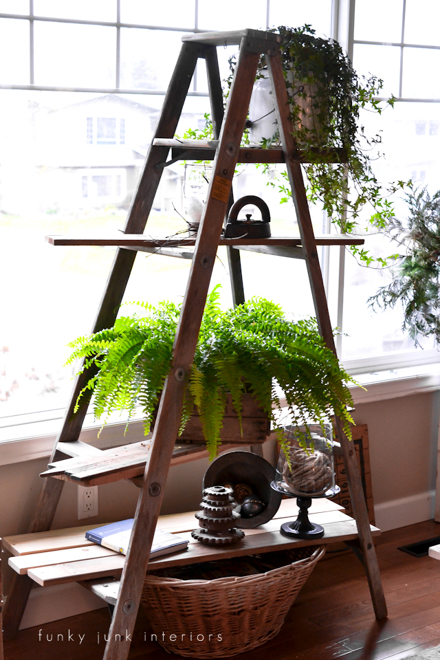 Clean, winter decorating with a ladder plant stand, via Funky Junk Interiors. Plus other memories from the past. Click here for the full story.