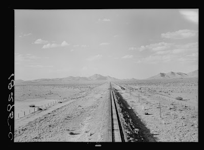 railroad tracks in the desert