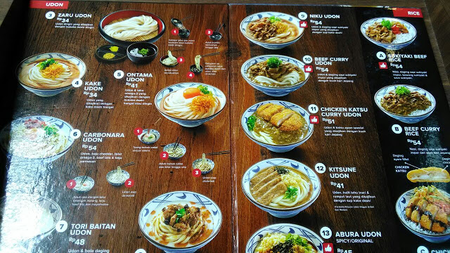 daftar menu marugame udon