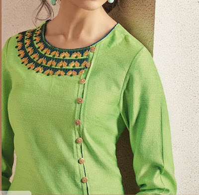 Plain & Solid Cotton Anarkali Stylish Printed Batik Border Kurti Kurta  Dress for Women Ladies Latest