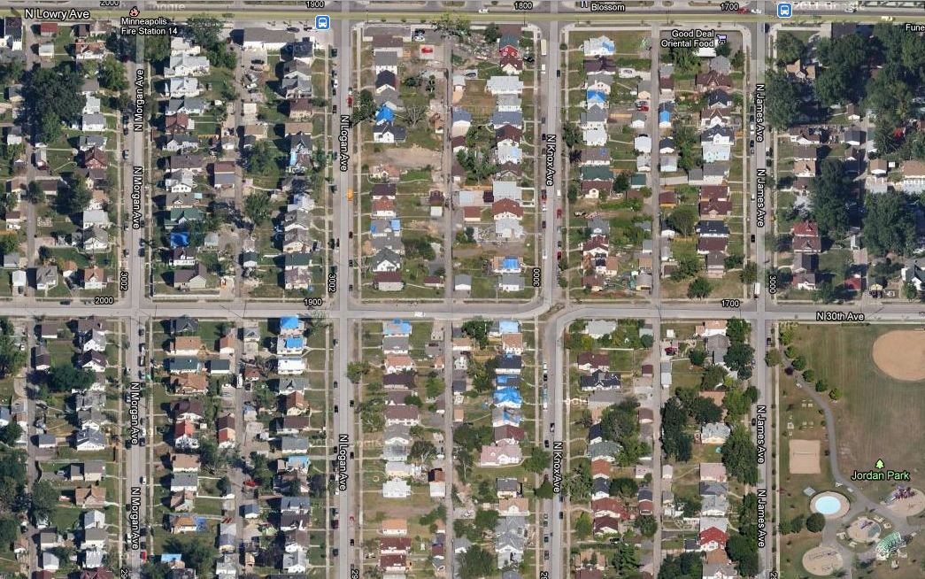 GeoLocated Minneapolis North Minneapolis Tornado Path Visible in