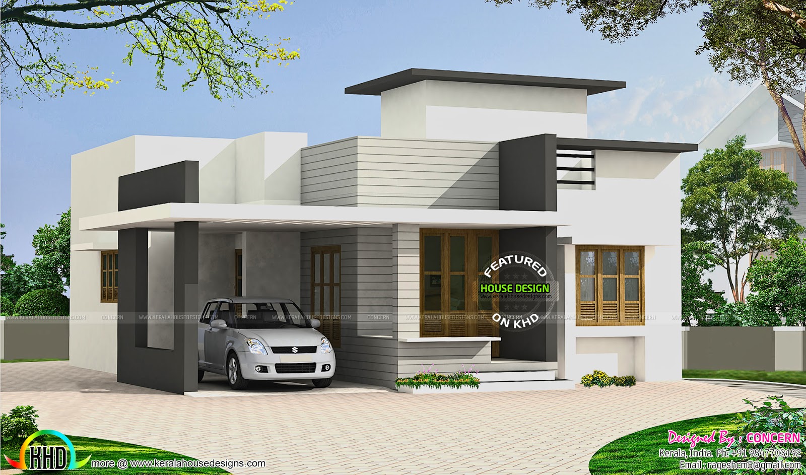 Small budget flat roof house - Kerala home design and floor plans