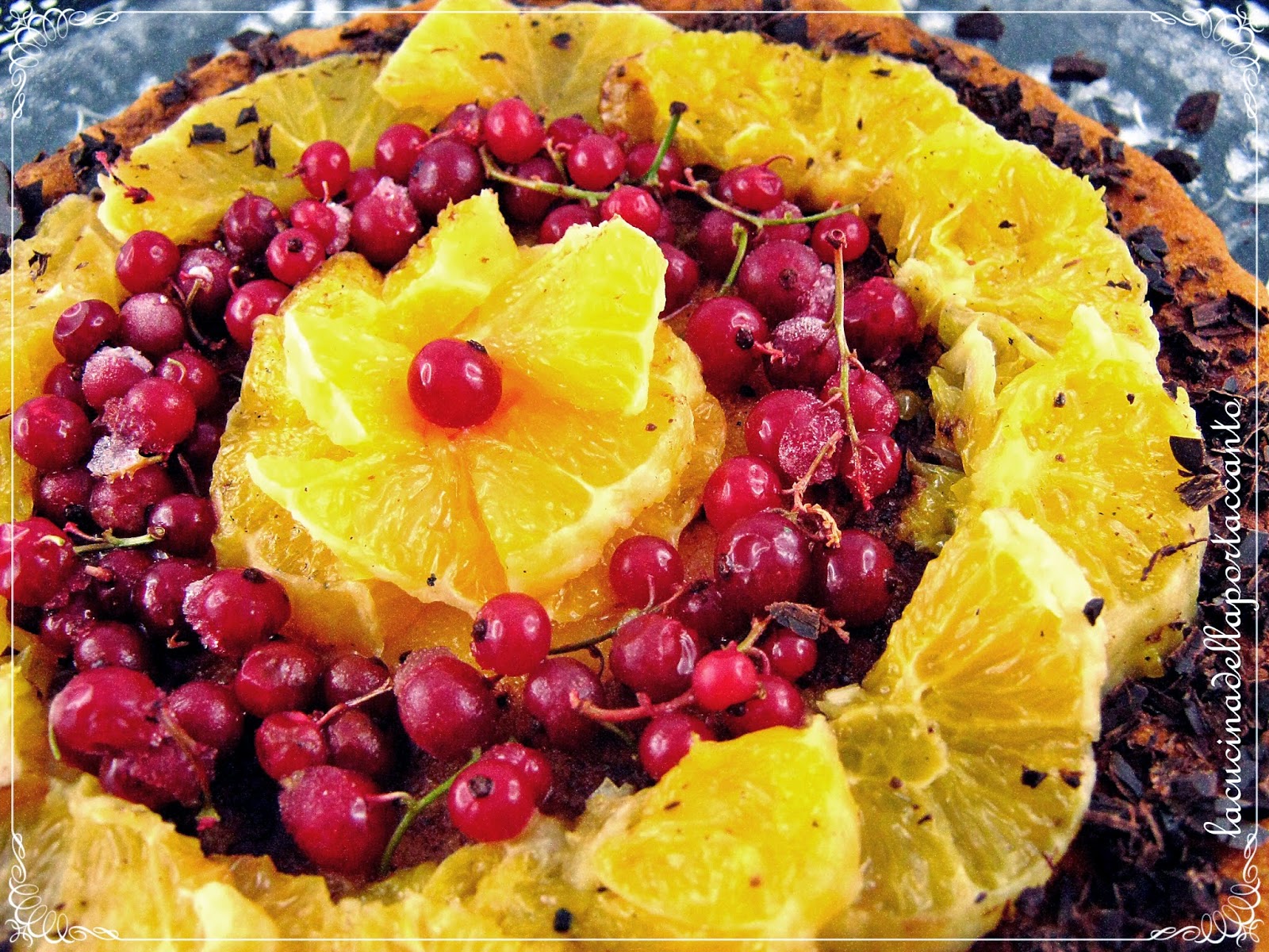 torta con arance caramellate e cioccolato fondente all'aroma dei grani del paradiso        