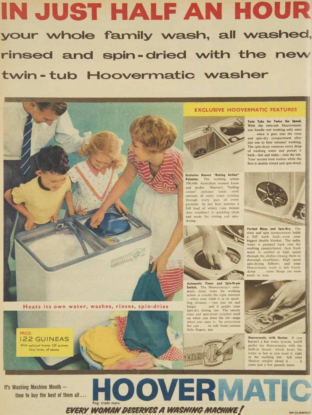  The family wash, by Hoovermatic, more interesting than television, 1959