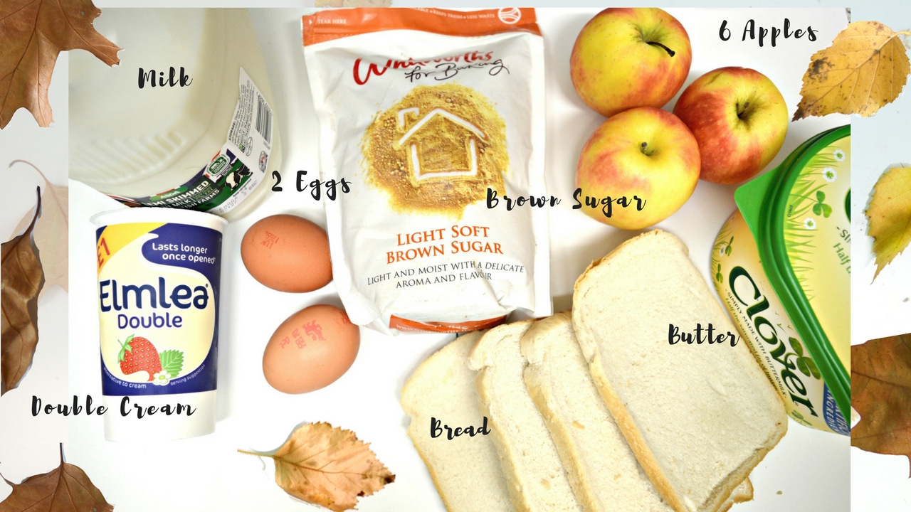 ingredients eggs milk brown sugar cream apples bread butter 