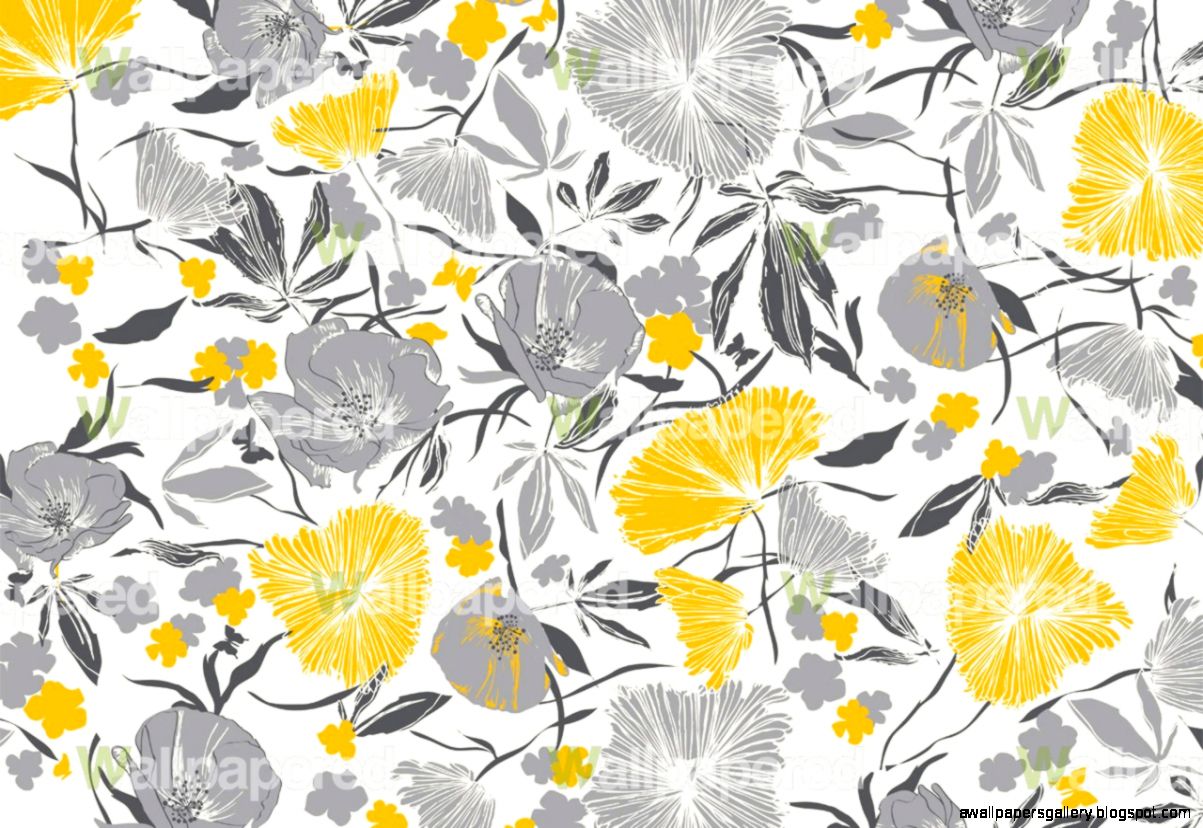 Yellow And Grey Fl Wallpaper