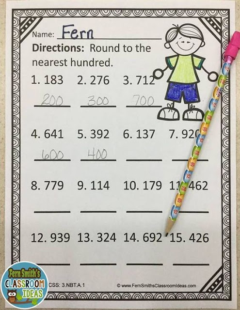 Fern Smith's Classroom Ideas Resources for Teaching Rounding to the Nearest Ten or Hundred.