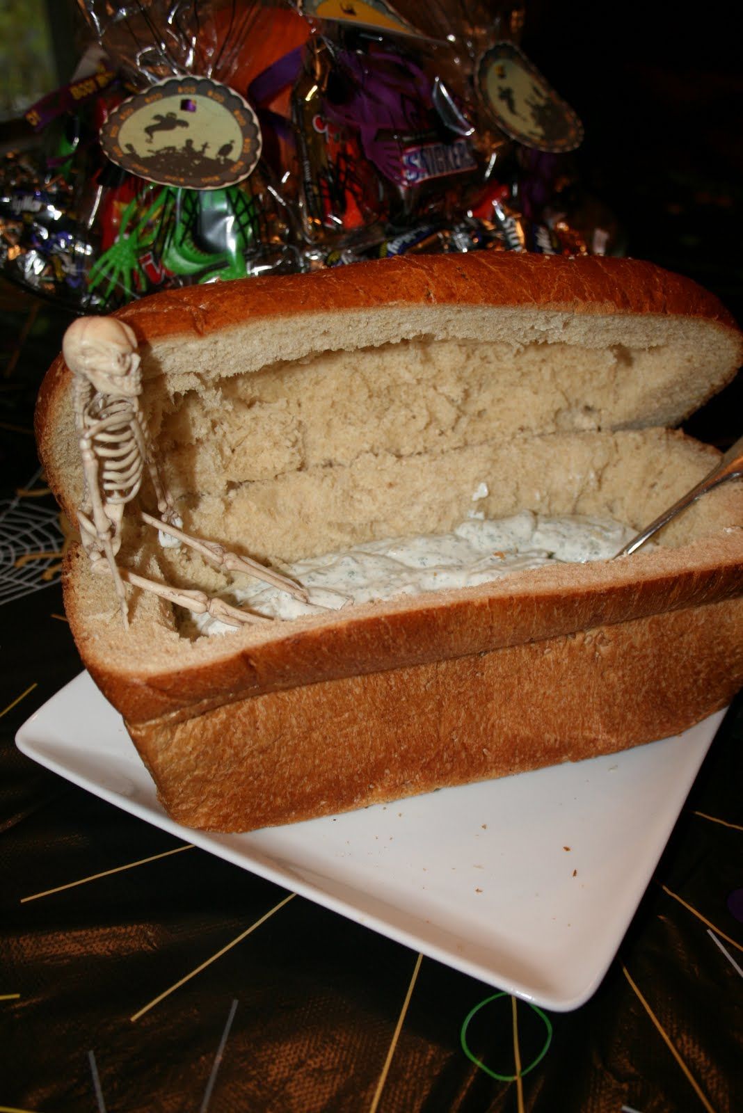 BOO 23 Creepy Creative Halloween Party Foods Bread Coffin Dip Is A boo-23-creepy-creative-halloween-party-foods-bread-coffin-dip-is-a